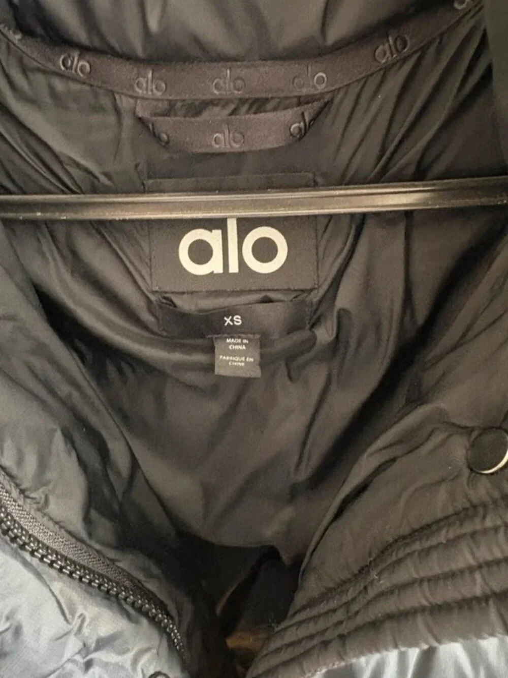 Alo Yoga Black Hooded Quilted Puffer Jacket XS